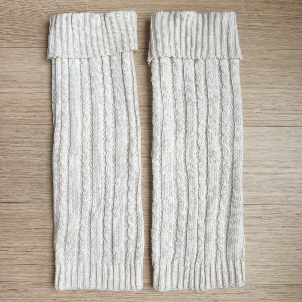 Cream Knit Leg Warmers Fall Winter Cozy Warm Ski Y2K Snow